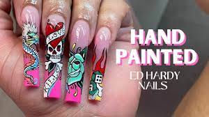 hand painted ed hardy nail art watch