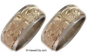 hawaiian wedding rings 14k yellow and