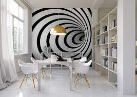 Black And White 3d Tunnel Wall Mural