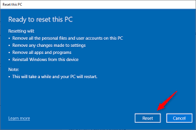 factory reset windows 10 and wipe all data