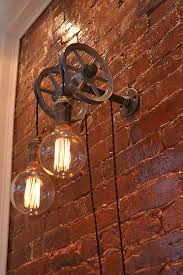 A Double Pulley Wall Light With Vintage