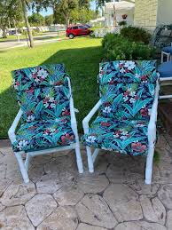 2 pvc patio pool chairs with seat