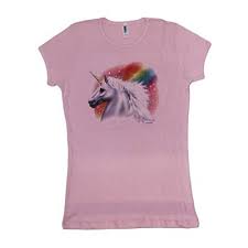 Womens Unicorn Rainbow T Shirt Pink L
