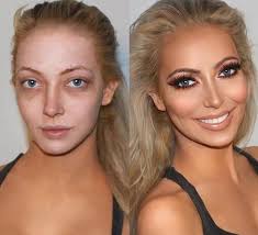 show women with and without makeup