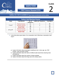 Crest Science Olympiad Exam Sample Paper For Class 2 By
