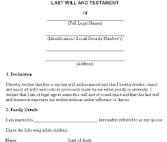 These are fill in the blank forms valid in all 50 states Last Will And Testament Template