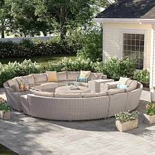 11 Pc Outdoor Sectional Wicker Curved
