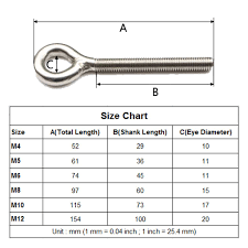 Heavy Duty 304 Stainless Steel Eye Bolts Welded Eye Metric Size M4 M5 M6 M8 M10 M12 M4