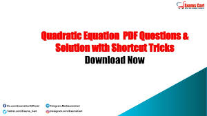 1000 Quadratic Equation Pdf Questions