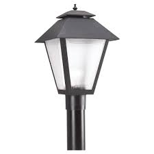Sea Gull Lighting Polycarbonate Outdoor Collection 10 5 In W 1 Light Outdoor Black Post Light With Frosted Lens 82065 12 The Home Depot