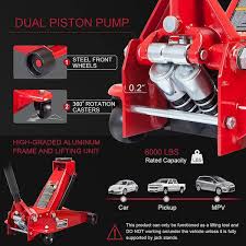 big red 3 ton floor jack with dual