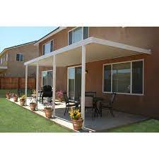 Integra 20 Ft X 8 Ft White Aluminum Attached Solid Patio Cover With 4 Posts 20 Lbs Live Load