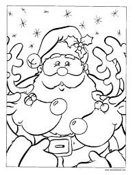 Père Noël & rennes - Coloriage Père Noël pour enfants