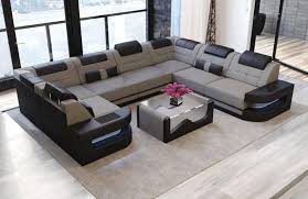 U Shape Fabric Sectional Sofa With Both