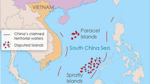 It is south of china, east & south of vietnam, west of the philippines and north of the island of borneo. The South China Sea Dispute