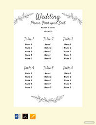printable wedding seating chart