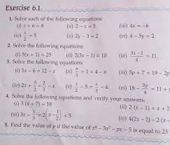 Linear Equationsexercise 6 1do Question