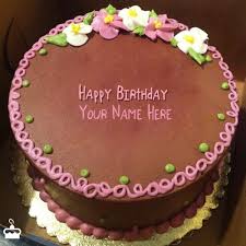 pink birthday cake with name