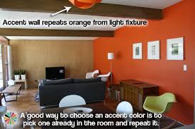 orange accent wall living room house