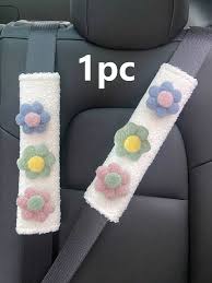 1pc Plush Fl Decor Car Seat Belt