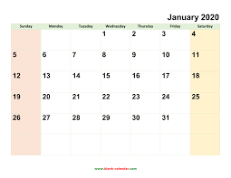 Monthly Calendar 2020 Free Download Editable And Printable
