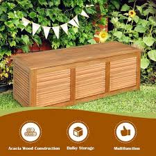 Alpulon 47 Gal Acacia Wood Deck Outdoor Storage Bench Box Nature