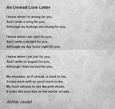 an unread love letter poem by akhtar jawad