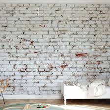 Old Brick Wall Mural White And Red