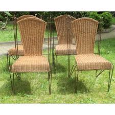 Vintage Rattan And Iron Garden Chairs