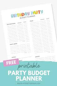 birthday party budget planner free