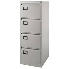 Privacy lock with two keys keeps contents secure and access restricted. Bisley Economy 4 Drawer Filing Cabinet Foolscap Grey Staples