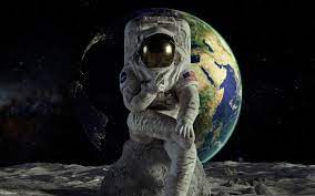 astronaut with the victory sign a