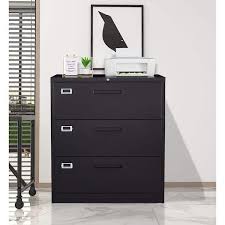 mlezan 3 drawer lateral cabinet black
