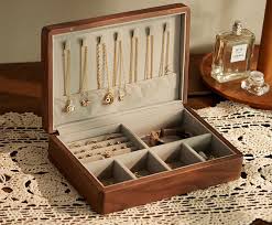 solid wood jewelry box earring ring