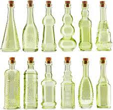 mini green vintage glass bottles