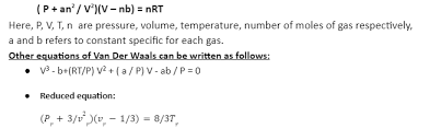 Jee Van Der Waals Equation Chemistry