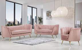pink velvet sofa loveseat chair set