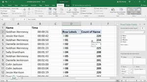 excel pivottables group time by hour