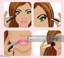 woman s face and applying makeup stock