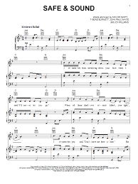 Taylor Swift Safe And Sound Sheet Music Notes Chords Download Printable Piano Vocal Guitar Right Hand Melody Sku 91216