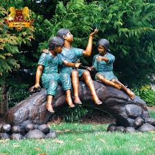 China Bronze Children Statue And Garden