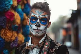 young man with painted skull