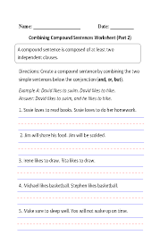 compound sentences worksheets