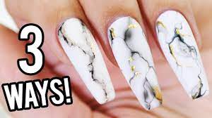 white marble nails with gel polish