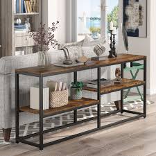 Long Sofa Table With Storage Shelves