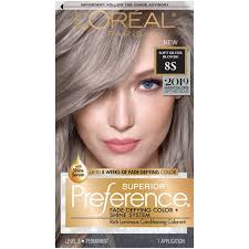 A must for anyone looking to find the 'perfect' shade at home. L Oreal Paris Superior Preference Fade Defying Shine Permanent Hair Color 8s Soft Silver Blonde Walmart Com Walmart Com