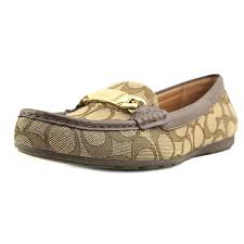 Coach Womens Olive Sand Printed Snake Loafer Flats