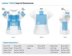 Standard Imprint Sizes For Womens Shirts Silhouette