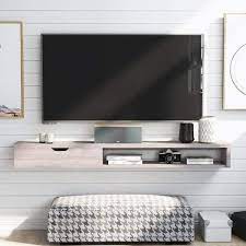 White Oak Wood Floating Tv Stand