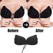 Details About Perfect Sculpting Lace Up Strapless Cleavage Boosting Breast Lift Bra Backless
